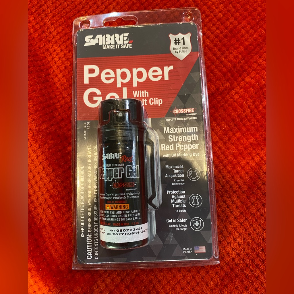 Sabre Defense Pepper Gel W Belt Clip Max Strength Red Pepper Gel Uv Marking Dye